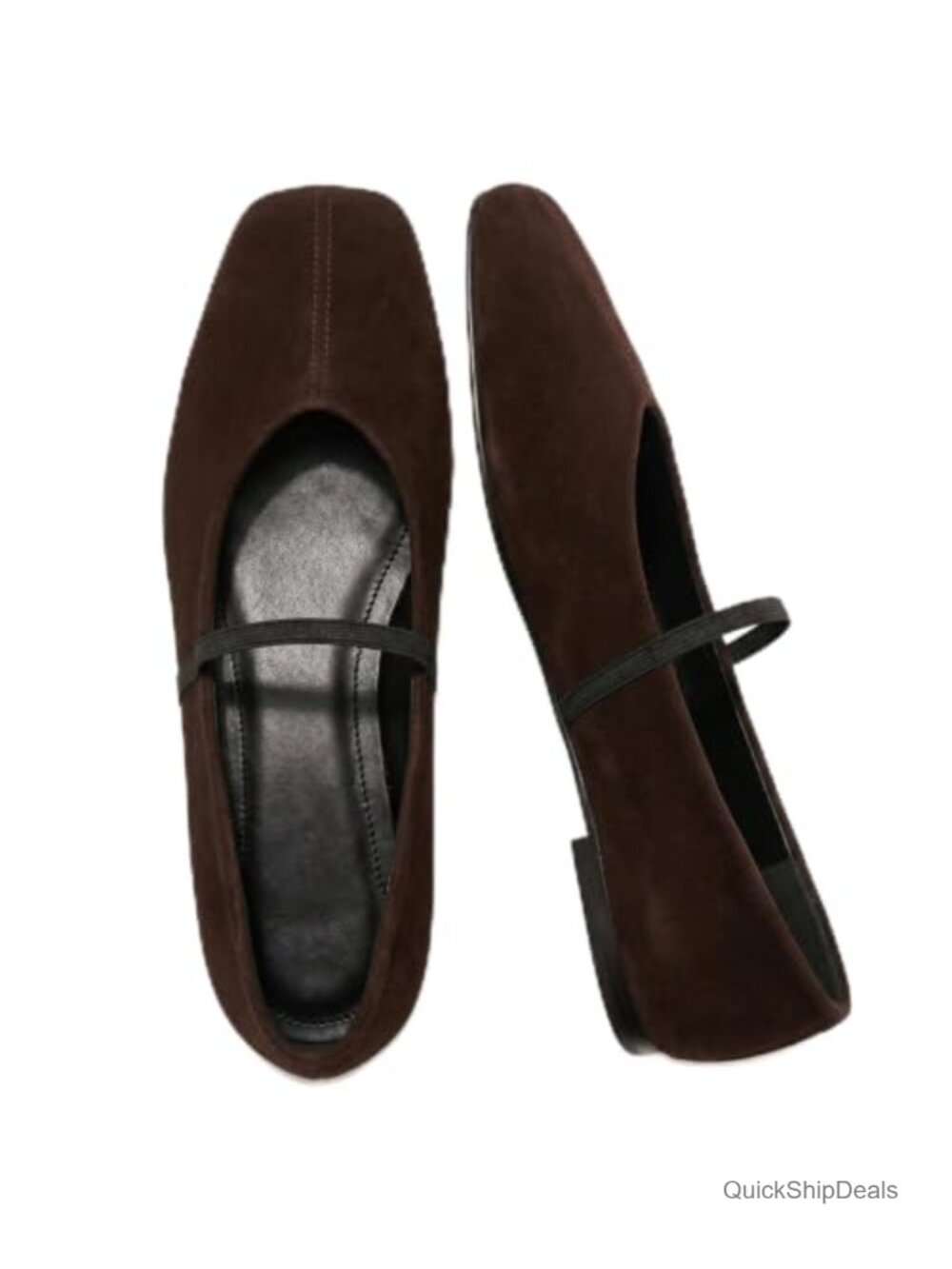 Ballet Flats for Women Square Toe Elastic Strap Mary Jane Shoes